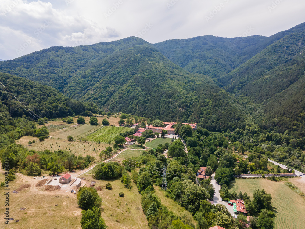 Aerial view of Medieval Bachkovo Monastery, Bulgaria