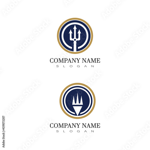 Tombak Trident Vintage dari Poseidon Neptune God Triton King desain logo