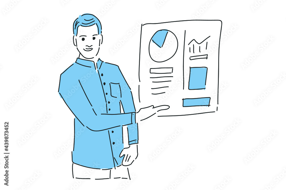 man show presentation business illustration hand draw man show presentation business illustration hand draw