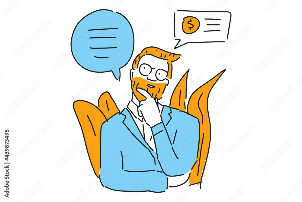 man thinking about business illustration hand draw man thinking about business illustration hand draw