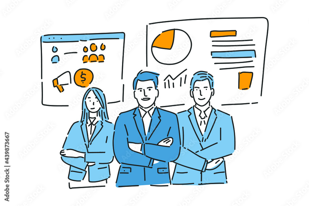 three businessman illustration hand draw three businessman illustration hand draw