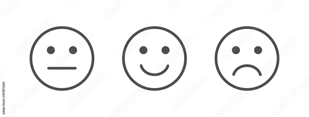 Feedback line art icons set. Review emoji reaction. Survey concept. Satisfaction scale. Business service. Consumer opinion. Customer design elements. Communication banner. Vector illustration Feedback line art icons set. Review emoji reaction. Survey concept. Satisfaction scale. Business service. Consumer opinion. Customer design elements. Communication banner. Vector illustration