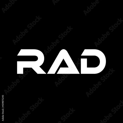 RAD letter logo design with black background in illustrator, vector logo modern alphabet font overlap style. calligraphy designs for logo, Poster, Invitation, etc.