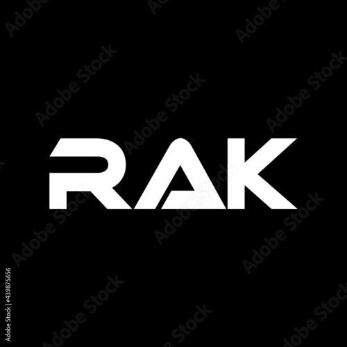RAK letter logo design with black background in illustrator, vector logo modern alphabet font overlap style. calligraphy designs for logo, Poster, Invitation, etc.