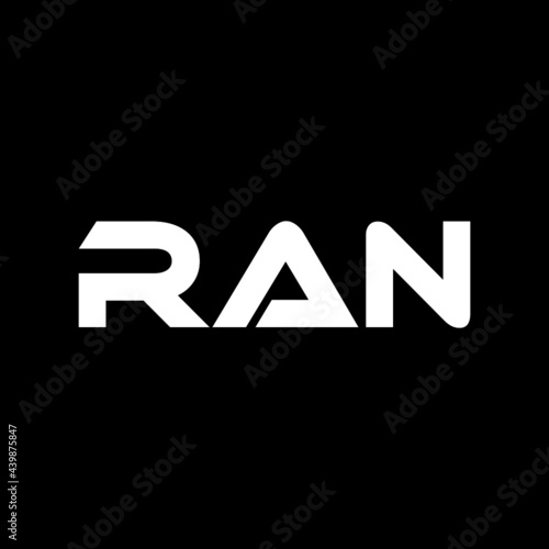 RAN letter logo design with black background in illustrator, vector logo modern alphabet font overlap style. calligraphy designs for logo, Poster, Invitation, etc.