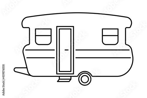 Vintage caravan trailer for camping and travel in vector icon