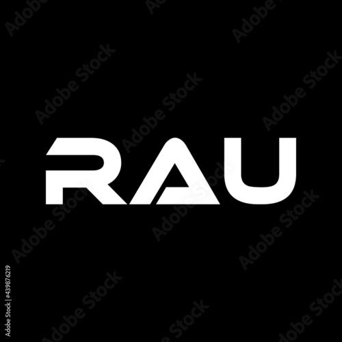RAU letter logo design with black background in illustrator, vector logo modern alphabet font overlap style. calligraphy designs for logo, Poster, Invitation, etc.