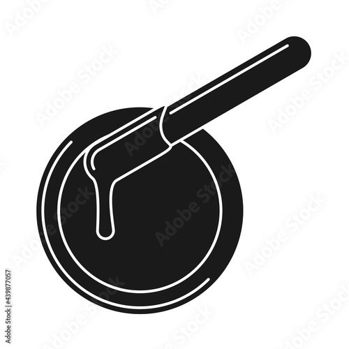 Hair removal waxing with professional wax pot and stick for beauty concept in vector icon