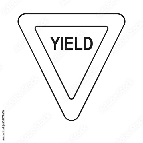 Yield sign as traffic sign for road transport in vector icon photo