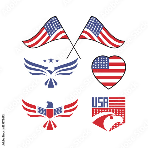 Made in USA, American flag, eagle, patriotic logo design vector