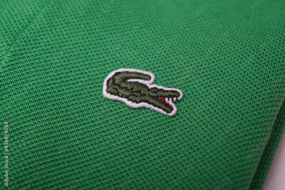 Mulhouse - France - 16 June 2021 - Closeup of lacoste logo on green Lacoste  shirt on white background, Lacoste is the famous french luxury brand of  sportswear Stock Photo | Adobe Stock