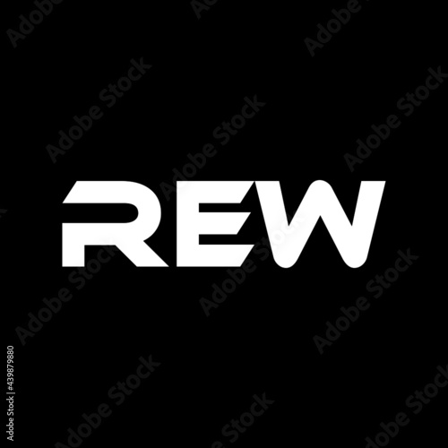 REW letter logo design with black background in illustrator, vector logo modern alphabet font overlap style. calligraphy designs for logo, Poster, Invitation, etc.