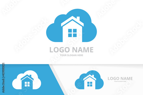 Vector real estate logo combination. House and cloud logotype design template.