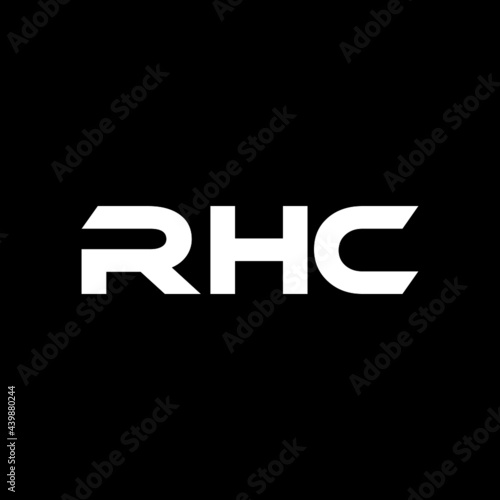 RHC letter logo design with black background in illustrator, vector logo modern alphabet font overlap style. calligraphy designs for logo, Poster, Invitation, etc.