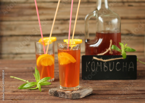 Kombucha keto diet drink.  Kombucha second fermented fruit tea, probiotic food. 