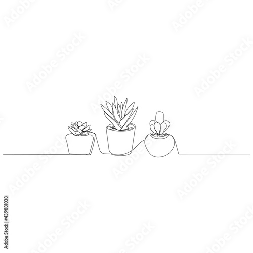 Abstract cactus plants in continuous line drawing. Modern minimalist art.