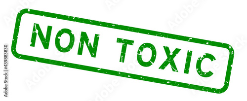 Grunge green non toxic word square rubber seal stamp on white background