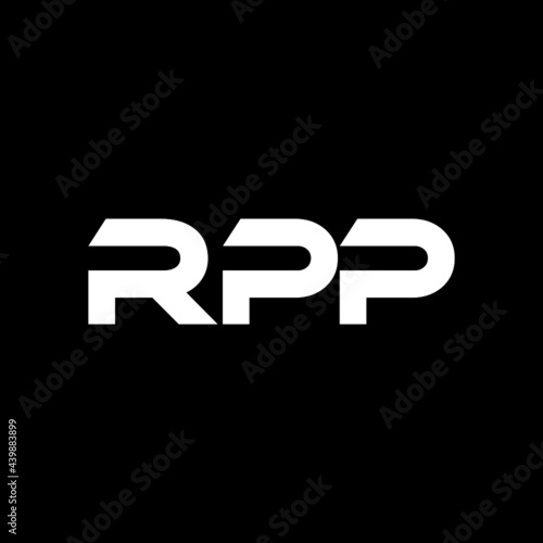 RPP letter logo design with black background in illustrator, vector logo modern alphabet font overlap style. calligraphy designs for logo, Poster, Invitation, etc. photo