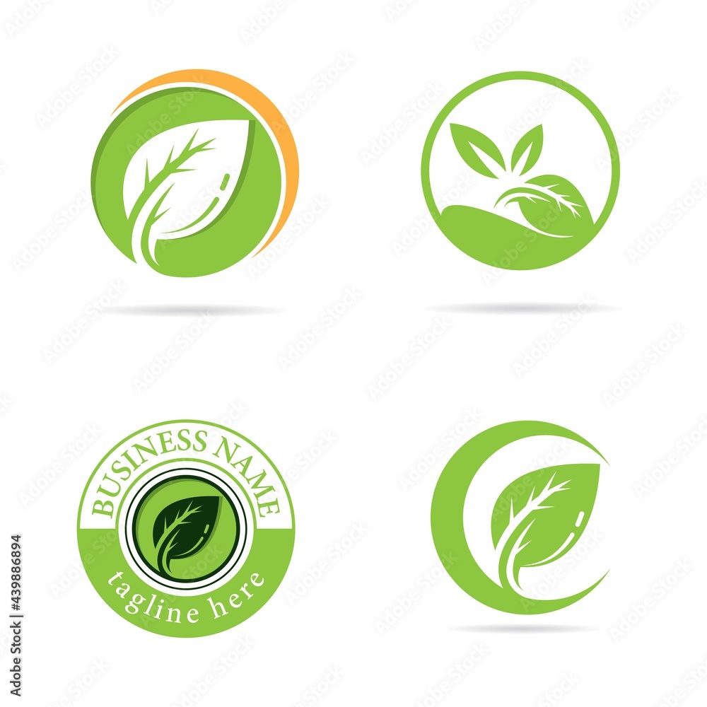 leaf logo icon set