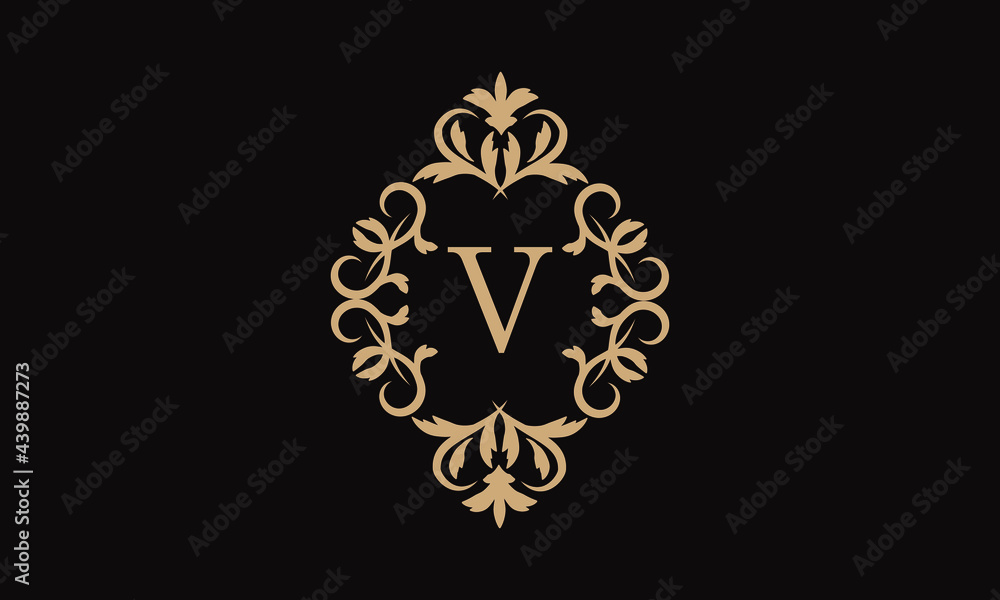 Elegant logo for business. Exquisite company brand icon, boutique. Monogram with the letter V.