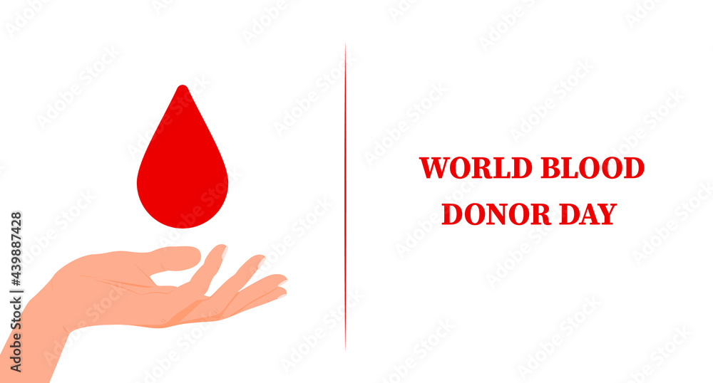 Obraz premium Red donor day. World blood donor day Vector illustration. Banner template. Care, help. Blood Donation Lifesaving and Hospital Assistance.