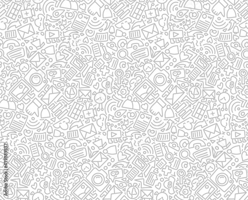 Social media seamless pattern doodle style. Vector illustration wits hand drawn icons