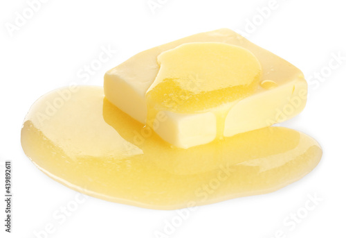 Slika na platnu Tasty fresh melting butter on white background