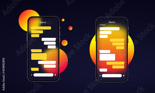 Glassmorphism style. Phone icon. Chat window. Message, conversation concept. Realistic glass morphism effect with set of transparent glass plates. Vector illustration