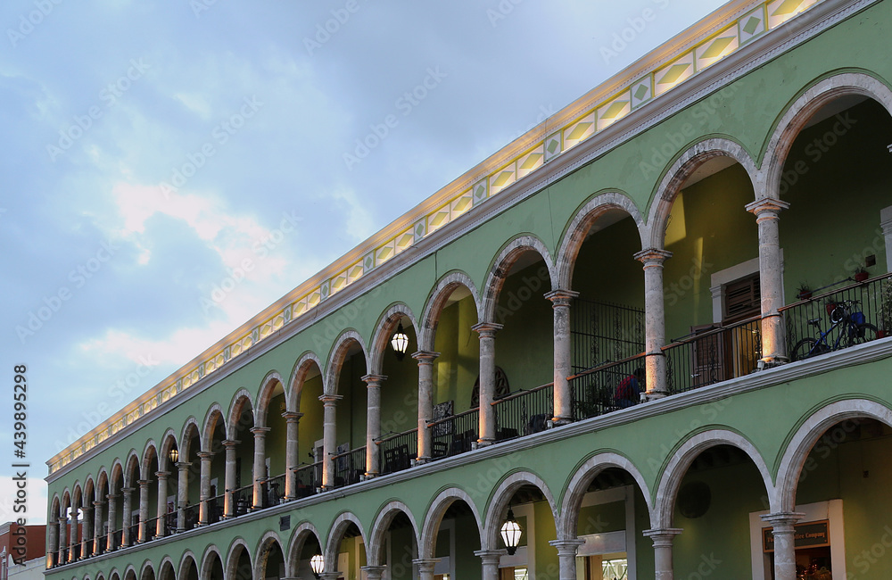 Colonial buildings in the city of Campeche, Mexico
