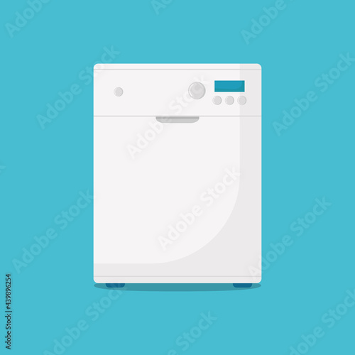 Dishwasher machine on blue background. Vector illustration