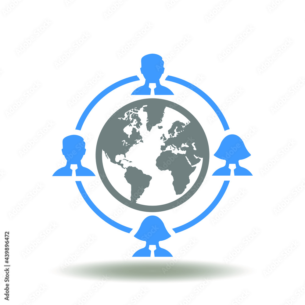 Earth planet with people network vector illustration. Outsourcing symbol.