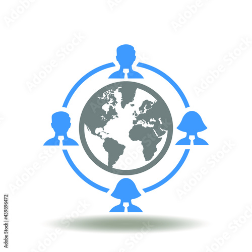 Earth planet with people network vector illustration. Outsourcing symbol.