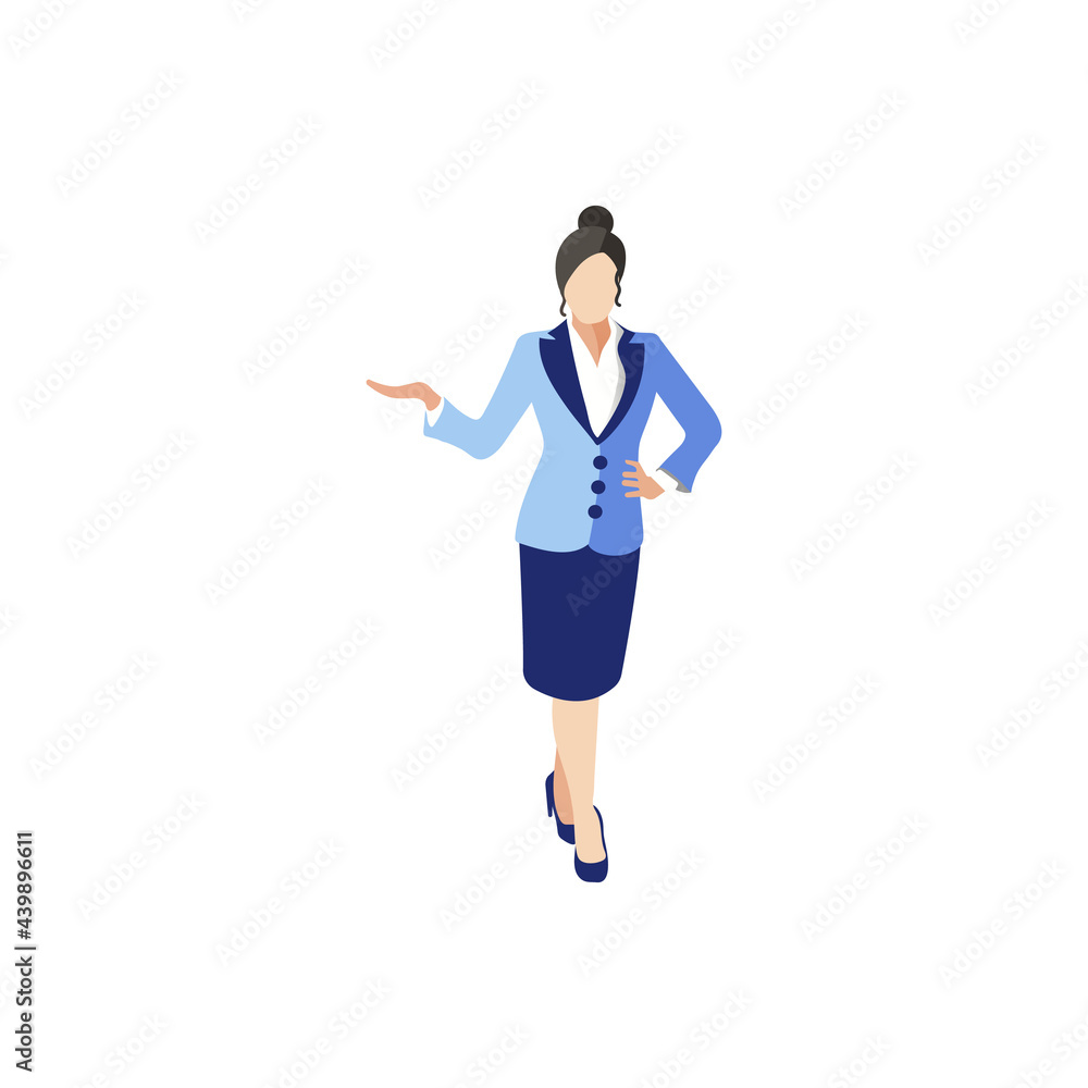 The character of a businesswoman in a flat style. Profession of a businesswoman. Various professions. Business. The character of a businesswoman in a flat style. Profession of a businesswoman. Various professions. Business.