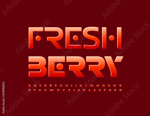 Wallpaper Mural Vector delicious sign Fresh Berry. Red Glossy Alphabet Letters and Numbers set. Bright modern Font Torontodigital.ca