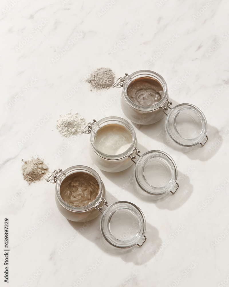 Black and white types of facial clay Stock Photo Adobe Stock