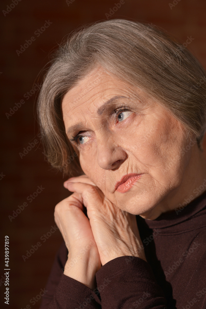 Close up portrait of sad senior woman Close up portrait of sad senior woman