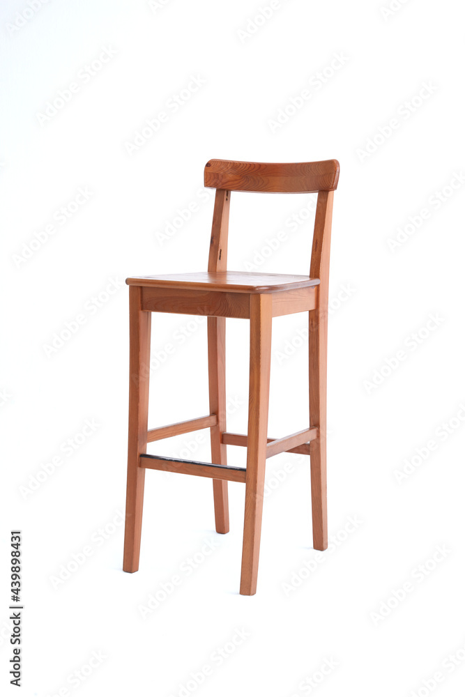 Tall wooden bar stool isolated on white background Tall wooden bar stool isolated on white background