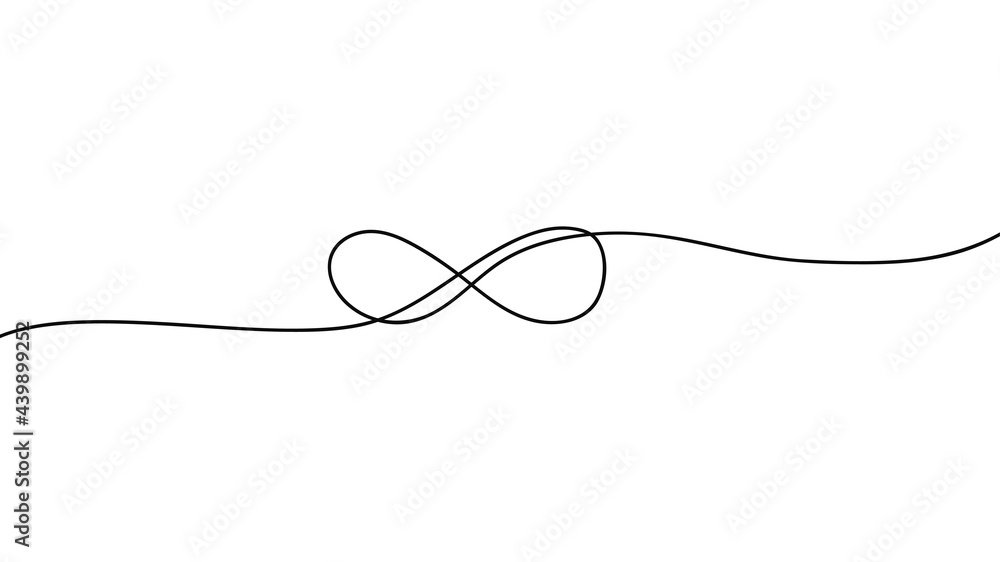 Infinity symbol drawn by one line isolated on white background. Repetitions or unlimited cycling. Vector illustration Infinity symbol drawn by one line isolated on white background. Repetitions or unlimited cycling. Vector illustration