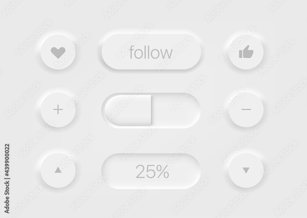 Web and mobile application control buttons vector set Web and mobile application control buttons vector set
