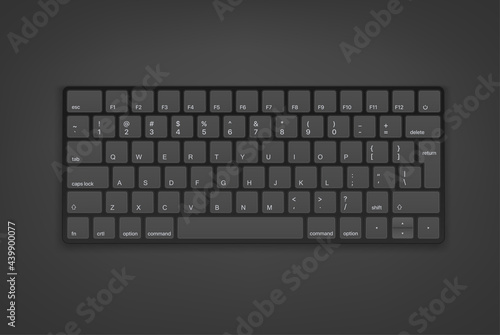 Black keyboard with english keys. Object isolated on white background photo