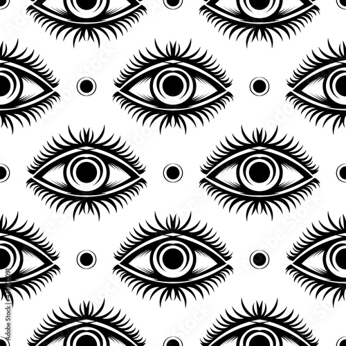All seeing eye vector seamless pattern. Good for covers, fabrics, postcards and printing. Vector illustration.
