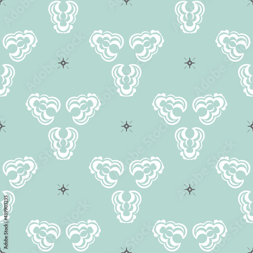 Oriental seamless vector background. Wallpaper in a baroque style pattern. Baby blue floral element. Graphic ornament for wallpaper, fabric, packaging and paper. Oriental floral ornament.