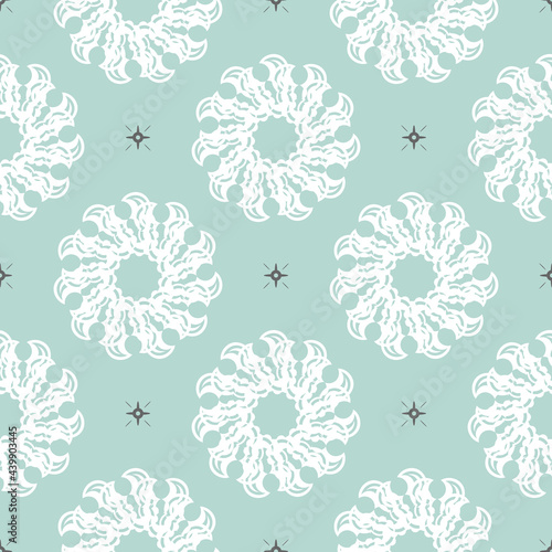 Wallpaper in a baroque style pattern. Baby blue floral element. Graphic ornament for wallpaper, fabric, packaging, wrapping. Oriental floral ornament.