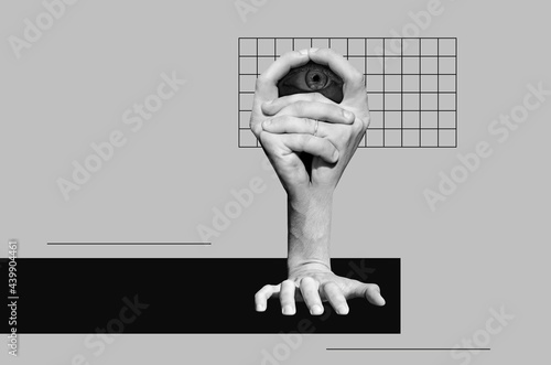Surreal creature made of human hands