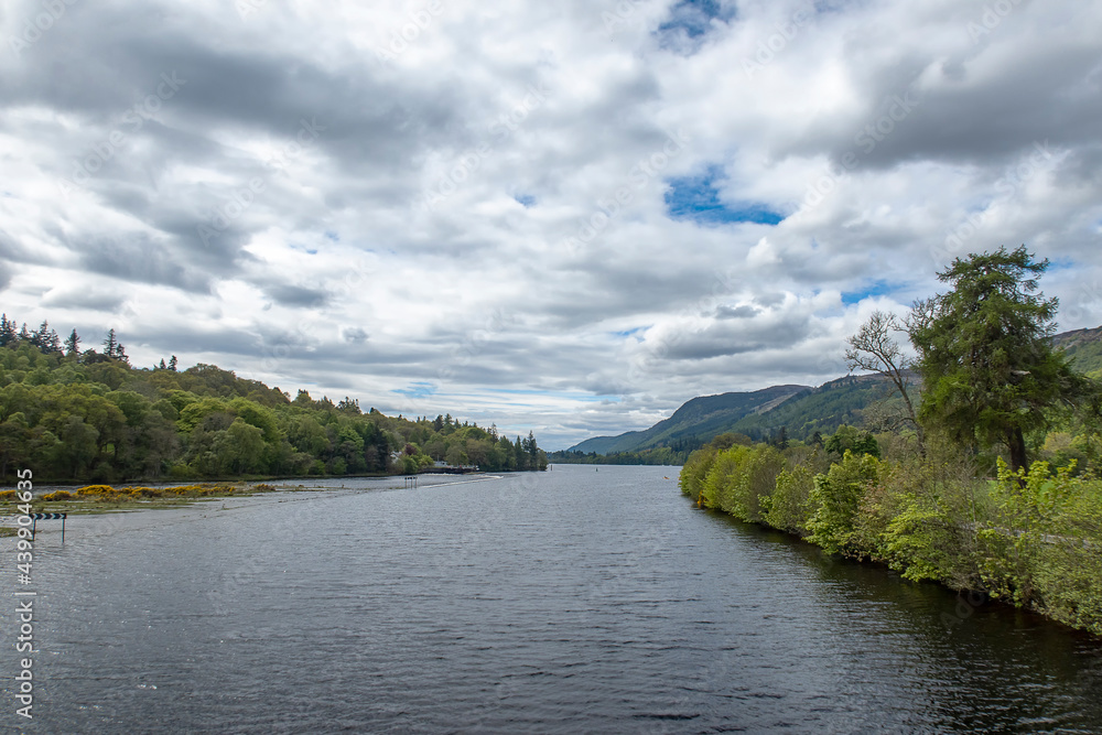 The Caledonian Canal between Inverness and Loch Ness in the Scottish Highlands, UK