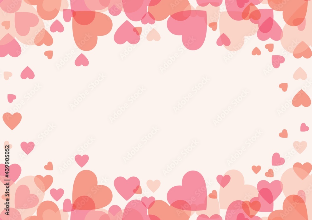 Composition of frame formed with hearts with copy space on cream background