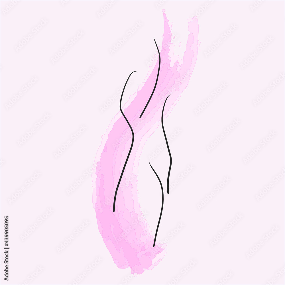 Abstract woman or female body contour. One line style, Abstract contour on a pink spot isolated, Vector illustration in simple modern style.Minimal woman portrait. Fashion concept, line woman print. Abstract woman or female body contour. One line style, Abstract contour on a pink spot isolated, Vector illustration in simple modern style.Minimal woman portrait. Fashion concept, line woman print.