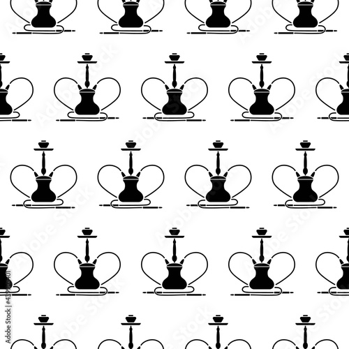 Vector Hookan Silhouette Seamless Pattern Isolated on White Background