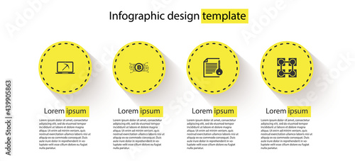 Set Mining with laptop and pickaxe, Cryptocurrency bitcoin circuit, Smart contract and Blockchain technology. Business infographic template. Vector