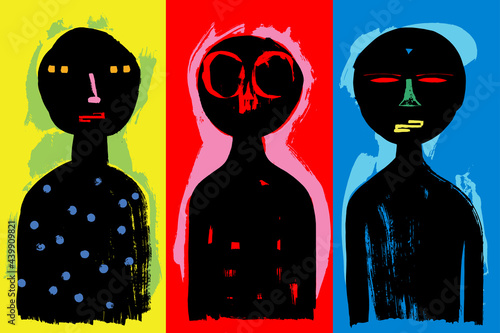 Three Cartoon Characters on Primary Colors